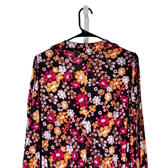 Free People Women's Dress Floral V-Neck Pockets Long Sleeve Collared Shift Small - Picture 8 of 10